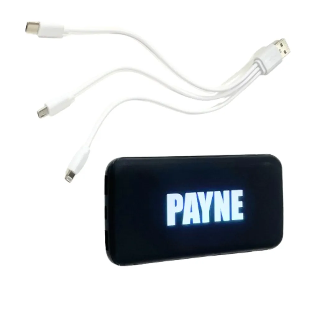 Power Bank Vorus con cable múltiple y logo iluminado